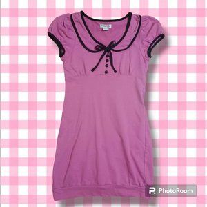 Pink and black collared dress bubble hem